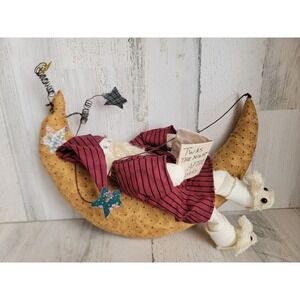 Plush Xmas santa claus moon bunny slippers hanging twas night before